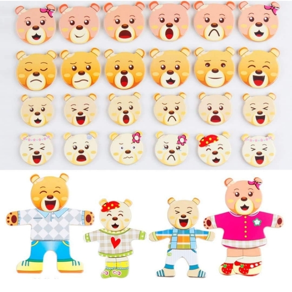 Kids Baby Colorful Wooden Cartoon Bear Dress Changing Clothes Puzz - Picture 6 of 7